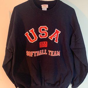 VINTAGE USA Softball Team Crewneck Large